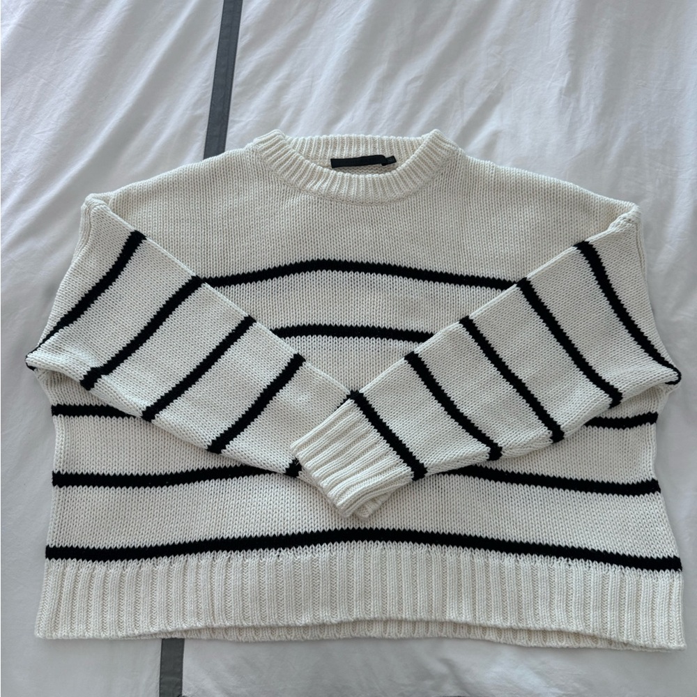 Jenni Kayne Chloe Sweater - Ivory w/ black stripes L